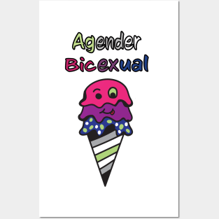 Agender Bicexual BIce Cream Cone Posters and Art